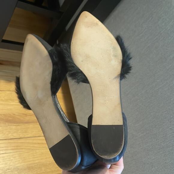 Jenni kayne black fur d’orsay flats size 37 US 6.5 - Picture 10 of 12